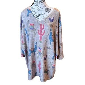 INOAH Llama and Cactus Sweater Size L